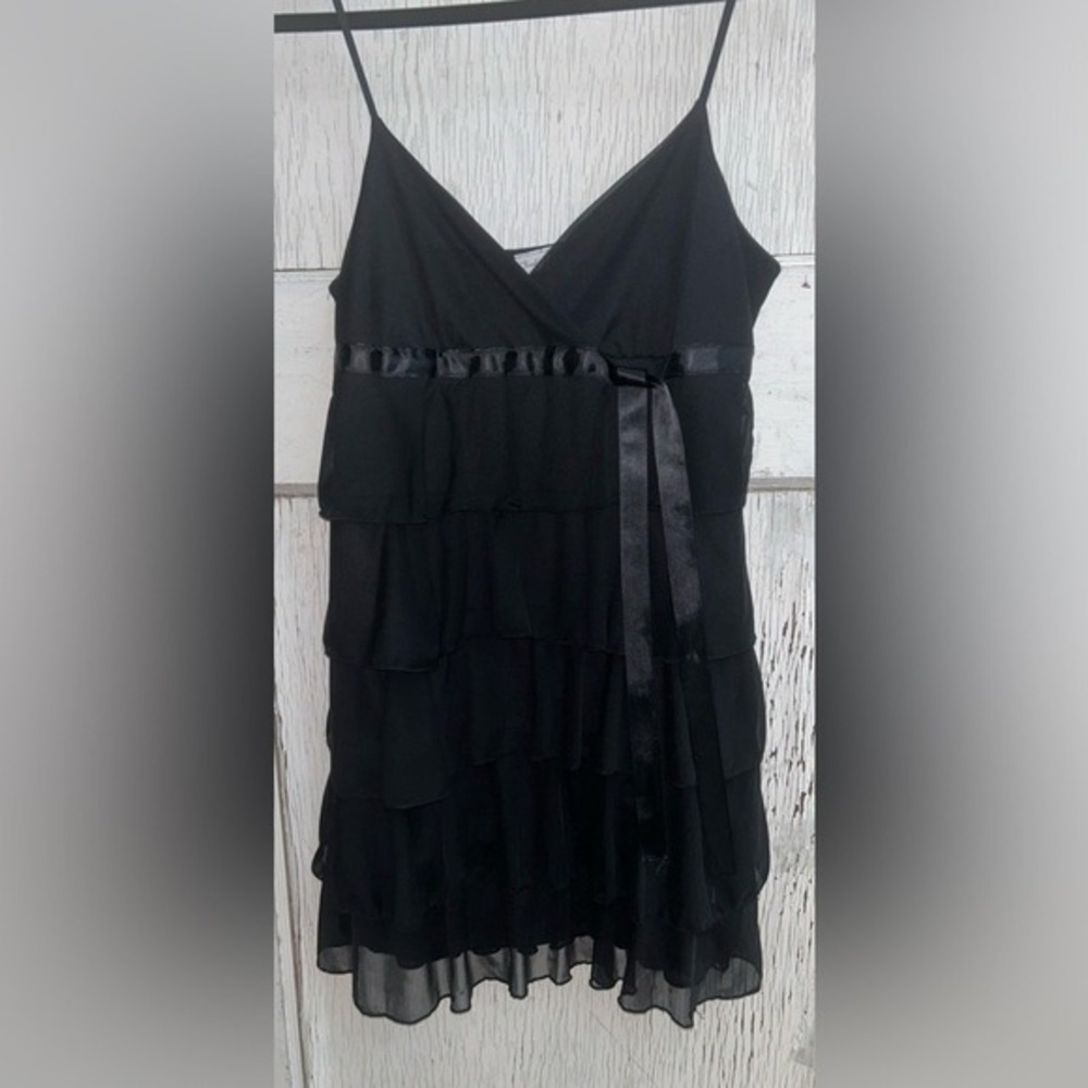 Romantic Goth Charlotte Russe Black Tiered Ruffle Chiffon Mini Dress Y2K Party - Picture 6 of 6